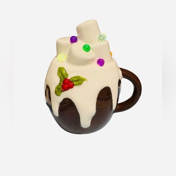 Festive Lighted Holiday Mug with Cream and Brown Design - Picture 3 of 6